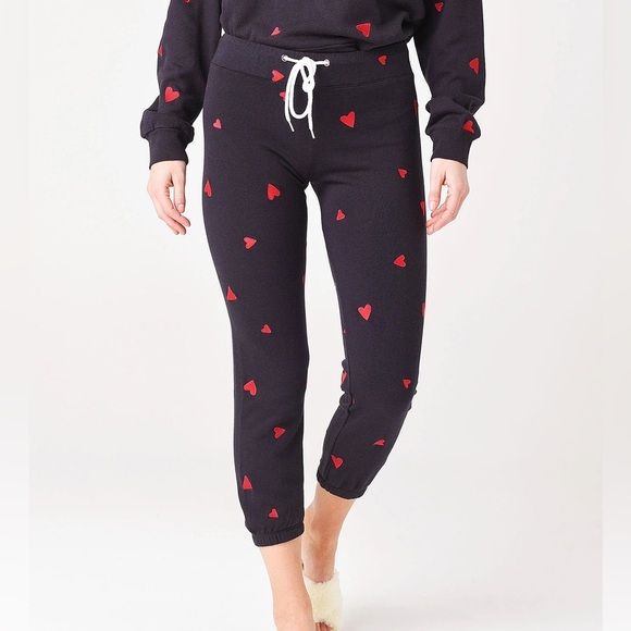 Monrow Embroidered Heart Vintage Sweatpant Sz M Cotton Super Soft Joggers - Picture 1 of 9